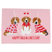 Happy Valentines Day Beagle Hunde Große Geschenktüte (Rückseite)