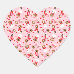 Happy Valentines Day Beagle Hunde Herz-Aufkleber