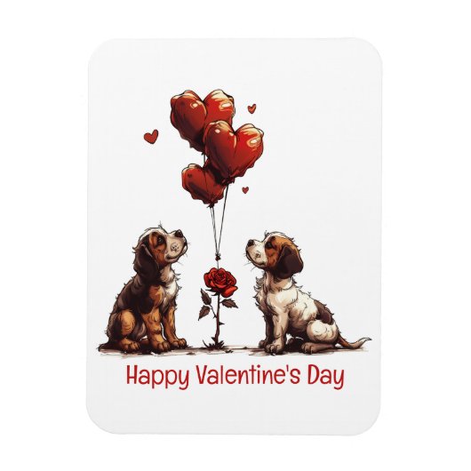 Happy Valentines Day Beagle Hunde Magnet (Vertikal)