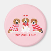 Happy Valentines Day Beagle Hunde Magnet (Vorne)