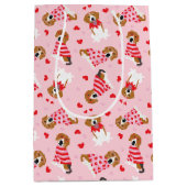 Happy Valentines Day Beagle Hunde Mittlere Geschenktüte (Vorderseite)