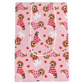 Happy Valentines Day Beagle Hunde Mittlere Geschenktüte (Rückseite)