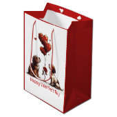 Happy Valentines Day Beagle Hunde Mittlere Geschenktüte (Vorderseite Schrägansicht)