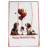 Happy Valentines Day Beagle Hunde Mittlere Geschenktüte (Rückseite)