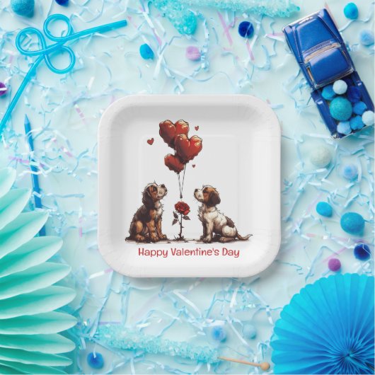 Happy Valentines Day Beagle Hunde Pappteller (Party)