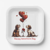 Happy Valentines Day Beagle Hunde Pappteller (Vorderseite)