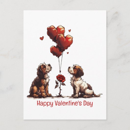 Happy Valentines Day Beagle Hunde Postkarte (Vorderseite)