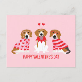 Happy Valentines Day Beagle Hunde Postkarte
