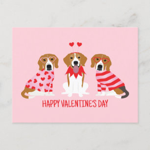 Happy Valentines Day Beagle Hunde Postkarte