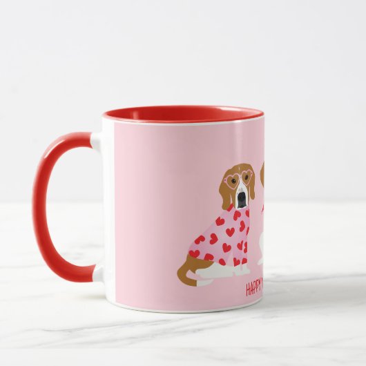 Happy Valentines Day Beagle Hunde Tasse (Links)