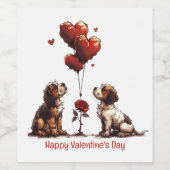 Happy Valentines Day Beagle Hunde Weinetikett (Einzelnes Label)