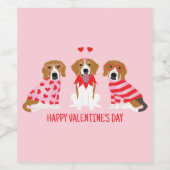 Happy Valentines Day Beagle Hunde Weinetikett (Einzelnes Label)