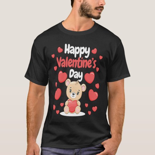 Happy Valentine's Day Bear Hearts Love Heart Coupl T-Shirt (Vorderseite)