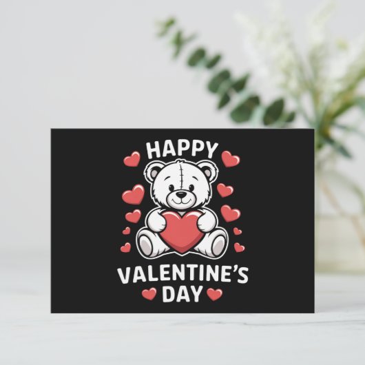 Happy Valentine's Day Bear Vday Dankeskarte (Stehend Vorderseite)
