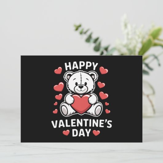 Happy Valentine's Day Bear Vday Einladung (Stehend Vorderseite)