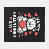 Happy Valentine's Day Bear Vday Fleecedecke (Vorderseite (Horizontal))