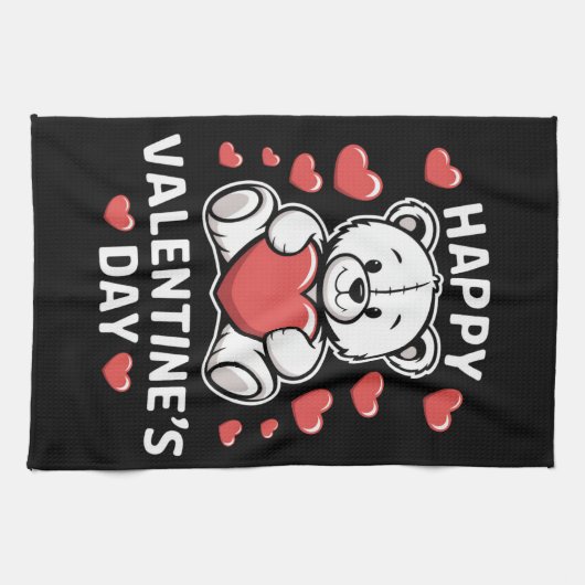 Happy Valentine's Day Bear Vday Geschirrtuch (Horizontal)