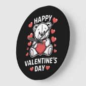 Happy Valentine's Day Bear Vday Große Wanduhr (Winkel)