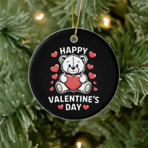 Happy Valentine's Day Bear Vday Keramik Ornament