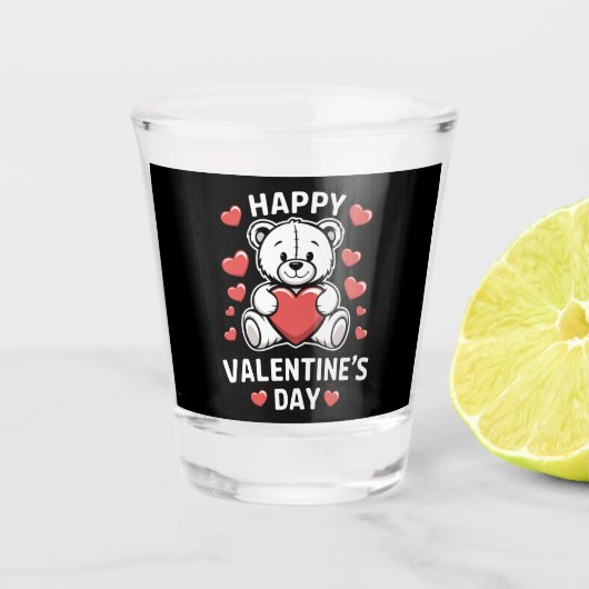 Happy Valentine's Day Bear Vday Schnapsglas (Vorderseite)