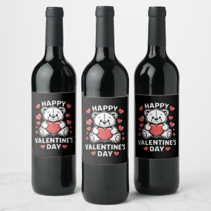 Happy Valentine's Day Bear Vday Weinetikett