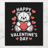 Happy Valentine's Day Bear Vday Weinetikett (Einzelnes Label)