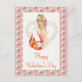 Happy Valentine's day Beautiful Meerjungfrau Perle Postkarte (Vorderseite)