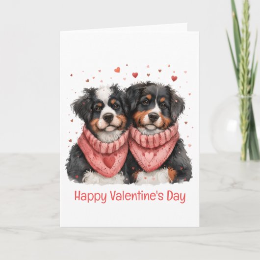Happy Valentines Day Berner Hunde Feiertagskarte (Vorderseite)