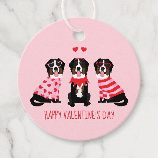 Happy Valentines Day Berner Hunde Geschenkanhänger (Vorderseite)