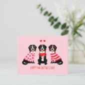 Happy Valentines Day Berner Hunde Postkarte (Stehend Vorderseite)