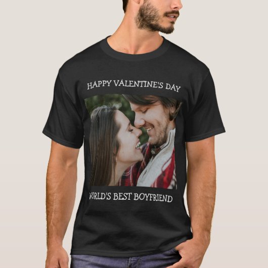 Happy Valentine's Day Best Boyfriend Custom Foto T-Shirt (Vorderseite)