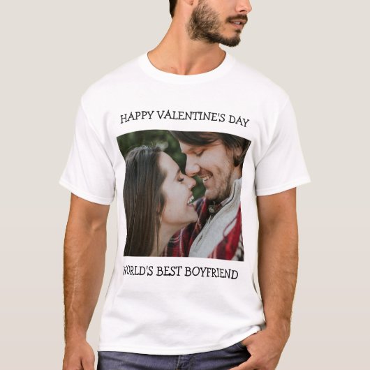 Happy Valentine's Day Best Boyfriend Custom Foto T-Shirt (Vorderseite)