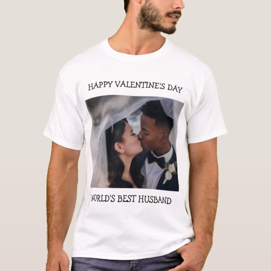 Happy Valentine's Day Best Husband Custom Foto T-Shirt (Vorderseite)