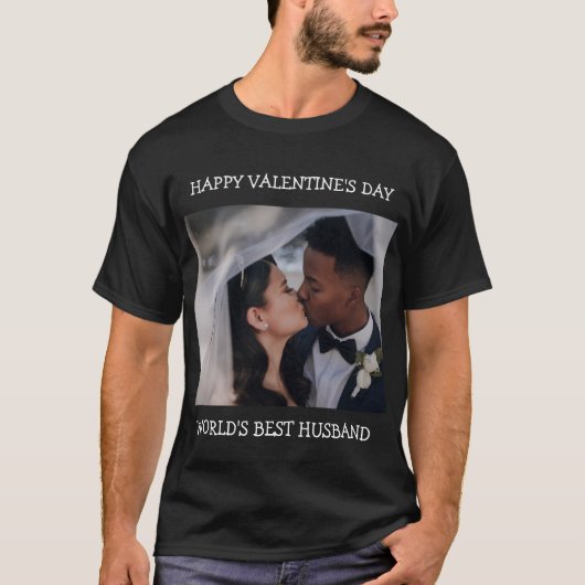 Happy Valentine's Day Best Husband Custom Foto T T-Shirt (Vorderseite)