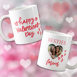 Happy Valentine's Day Besties Forever Heart Foto Kaffeetasse
