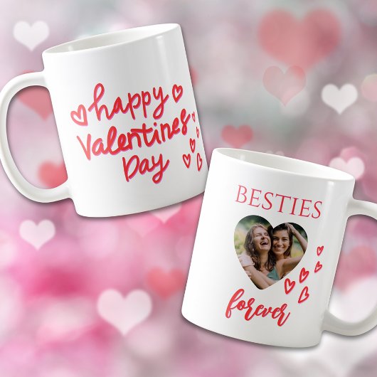 Happy Valentine's Day Besties Forever Heart Foto Kaffeetasse