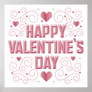 Happy Valentine's Day Beveled Poster 24x24