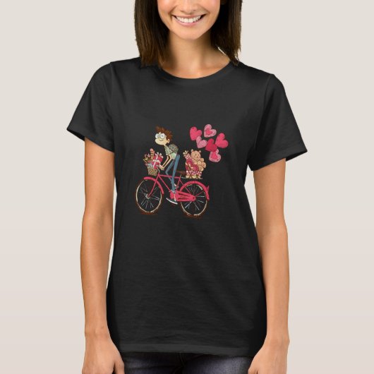 Happy Valentines Day Bicycle Lovely Relationship F T-Shirt (Vorderseite)