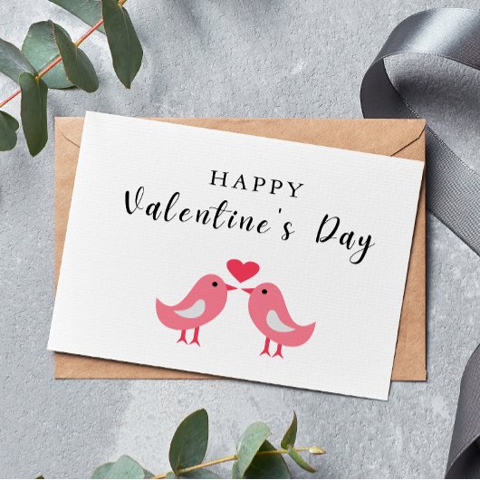 Happy Valentine's Day Bird Couple Card Dankeskarte