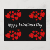 Happy Valentine's Day Black and Red Hearts Feiertagspostkarte (Vorderseite)