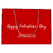 Happy Valentine's Day Black and Red with Hearts Große Geschenktüte (Rückseite)