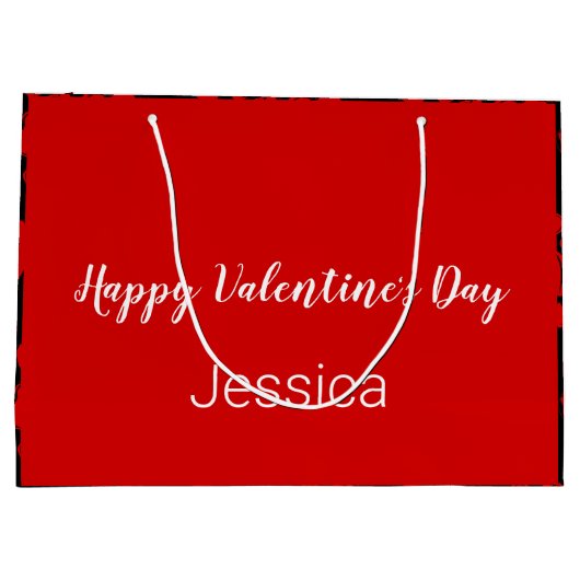 Happy Valentine's Day Black and Red with Hearts Große Geschenktüte (Rückseite)