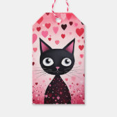 Happy Valentine's Day Black Cat & Pink Hearts Geschenkanhänger (Vorderseite)