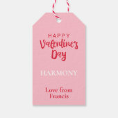 Happy Valentine's Day Black Cat & Pink Hearts Geschenkanhänger (Rückseite)
