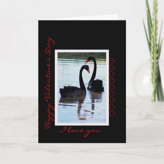 Happy Valentine's Day Black Swans Feiertagskarte (Vorderseite)