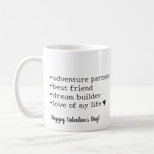 Happy Valentine's Day Black & White Heart Husband Kaffeetasse (Links)