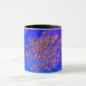 Happy Valentine's Day blauer Herzschlag Tasse (Zentrum)