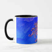 Happy Valentine's Day blauer Herzschlag Tasse (Links)