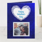 Happy Valentine's Day Blue Ombre Foto Card Karte (Vorderseite)