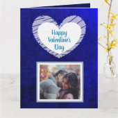 Happy Valentine's Day Blue Ombre Foto Card Karte (Gelbe Blume)